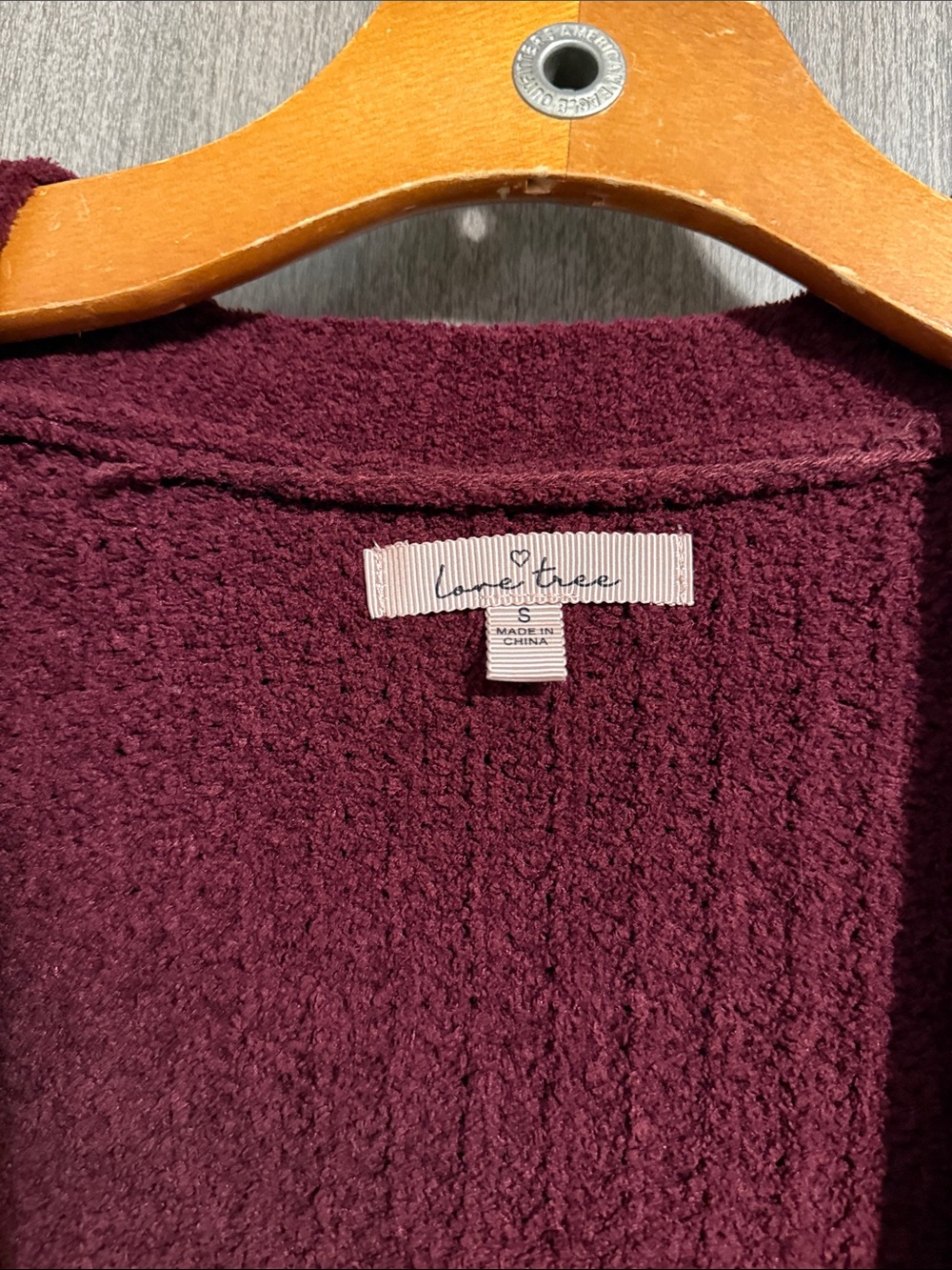 Love Tree Women's Open Front Chunky Knit Maroon Cardigan Size Small NWOT - Picture 3 of 11